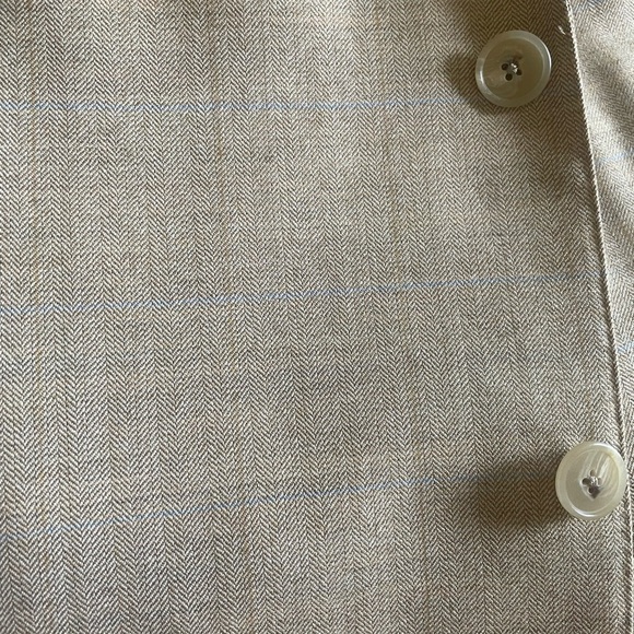 Ermenegildo Zegna Fine Wool Tan Blazer Sport Coat Jacket Tan 44L w/ blue yellow - Picture 5 of 10